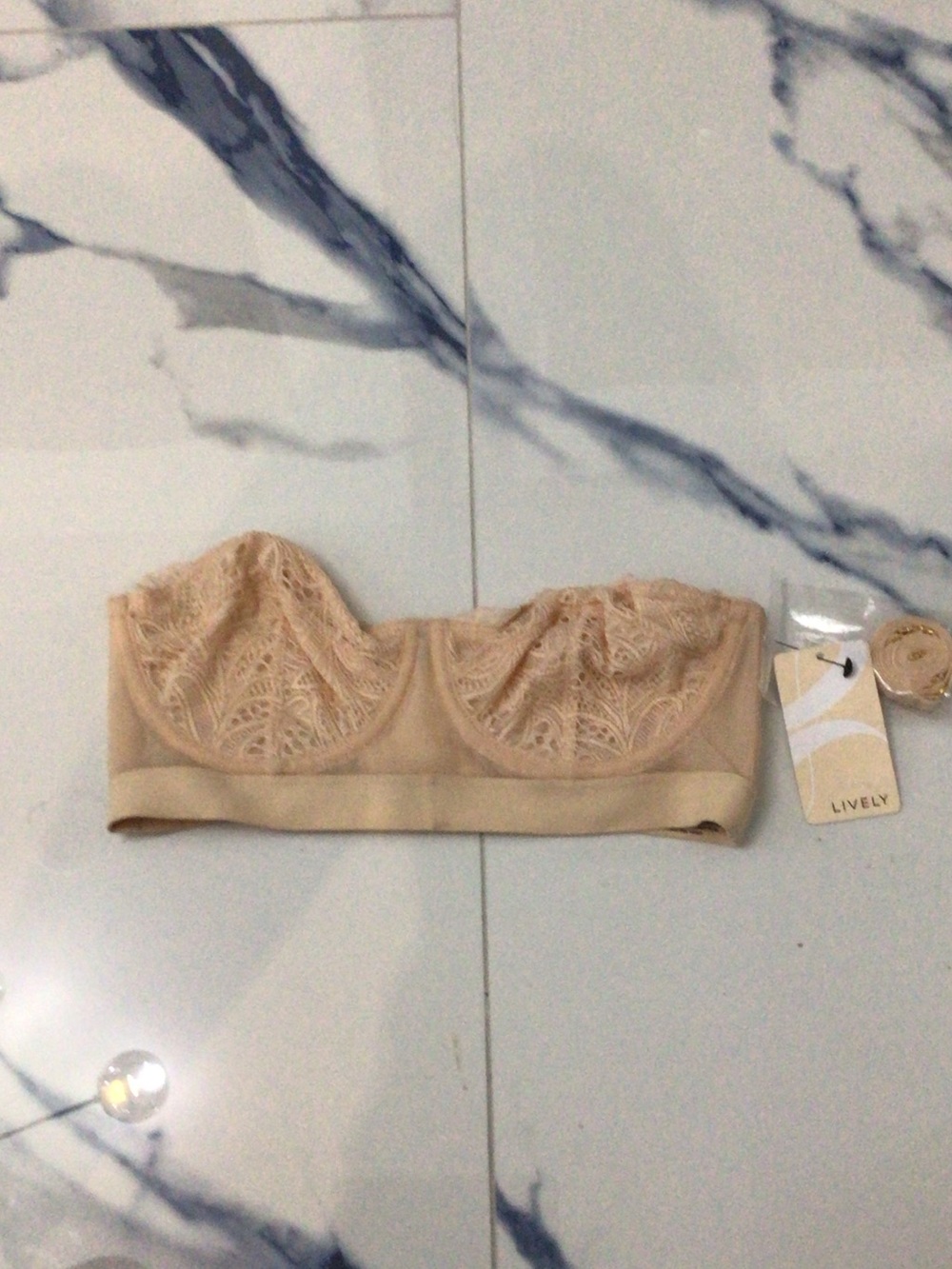 Lively Strapless Lace Bandeau Bra — Nude/Beige